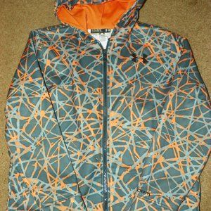 Under Armour boys Large gray & orange zip hoodie